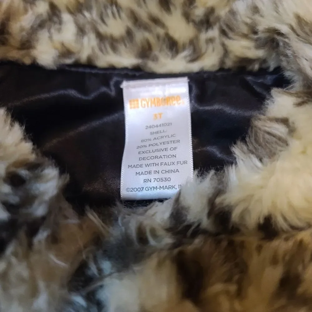Gymboree Cheetah Faux Fur Jacket Cape 3T, like new